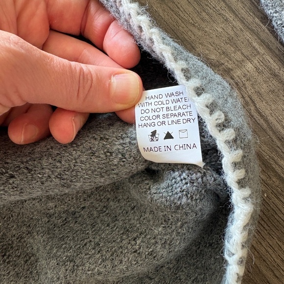 Dreamers By Debut Womens Grey White Gingerbread Sweater Mockneck Long Sleeve - Picture 7 of 9